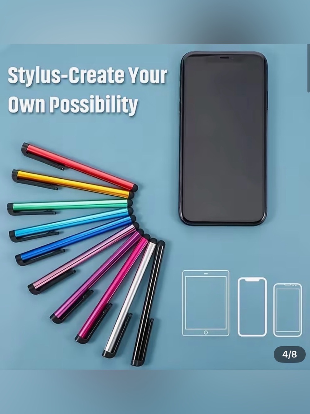 10 Universal Black and Assorted Color Capacitive Stylus Pens - Multi-Pack